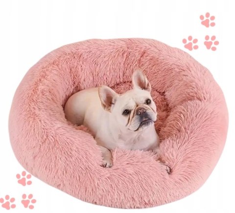 Legowisko dla kota psa WŁOCHATE pluszowe różowe 60x60cm sofa DONUT L 11 Legowisko dla kota psa WŁOCHATE pluszowe różowe 60x60cm sofa DONUT L 11