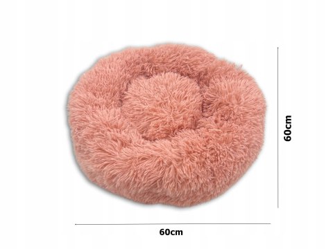 Legowisko dla kota psa WŁOCHATE pluszowe różowe 60x60cm sofa DONUT L 11 Legowisko dla kota psa WŁOCHATE pluszowe różowe 60x60cm sofa DONUT L 11