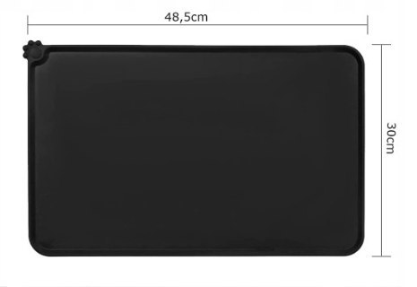 Podkładka Mata silikonowa pod miskę miski czarna dla kota psa 48 cmx30 cm Podkładka Mata silikonowa pod miskę miski czarna dla kota psa 48 cmx30 cm