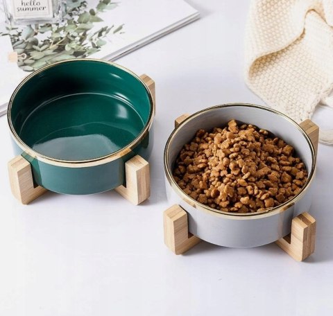Miska ceramiczna dla psa kota M z podkładką MISECZKA 51 zielono-złota Miska ceramiczna dla psa kota M z podkładką MISECZKA 51 zielono-złota