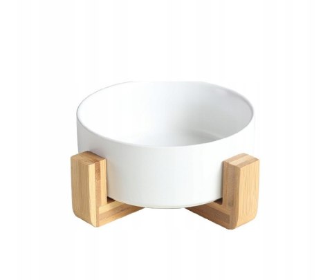 Miska dla psa kota M z podkładką MISECZKA ceramiczna 51 biała