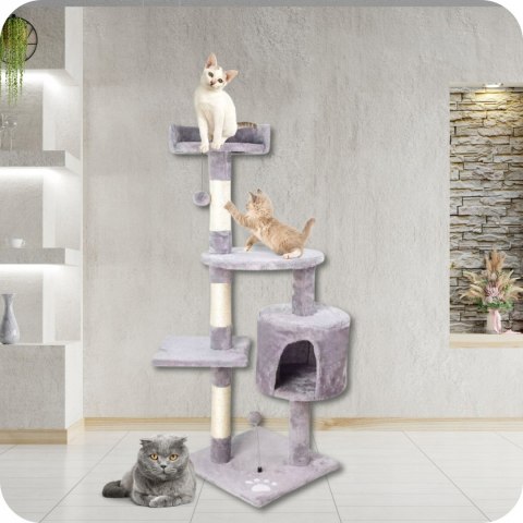 Drapak Dla kota Szary Jasny Legowisko Dla Kotów 116cm sizal Wieża MT04
