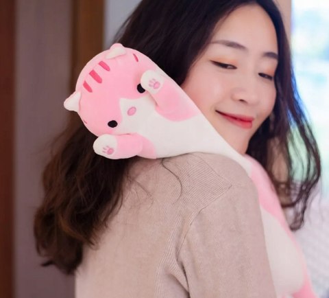 Maskotka KOT LUCEK różowy PODUSZKA MIĘCIUTKA 50cm PREZENT