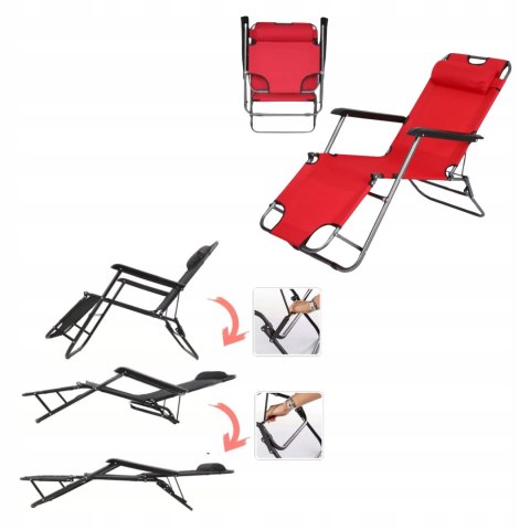Zestaw Leżak fotel ogrodowy plażowy rozkładany z poduszką 2 sztuki TY01