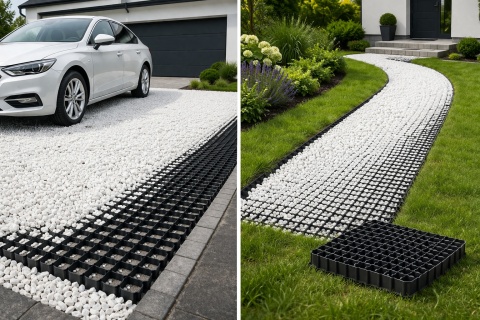 Kratka Trawnikowa Parkingowa Geokratka CZARNA Droga Pakiet 4szt. 50x50cm 1m2
