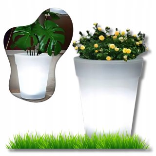 Lampa Solarna Led Świecąca Doniczka Ogrodowa Do Ogrodu Biała Dekoracyjna