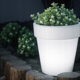 Lampa Solarna Led Świecąca Doniczka Ogrodowa Do Ogrodu Biała Dekoracyjna