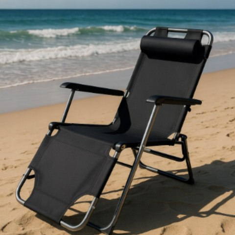 Leżak fotel ogrodowy plażowy rozkładany z poduszką i podłokietnikami TY03